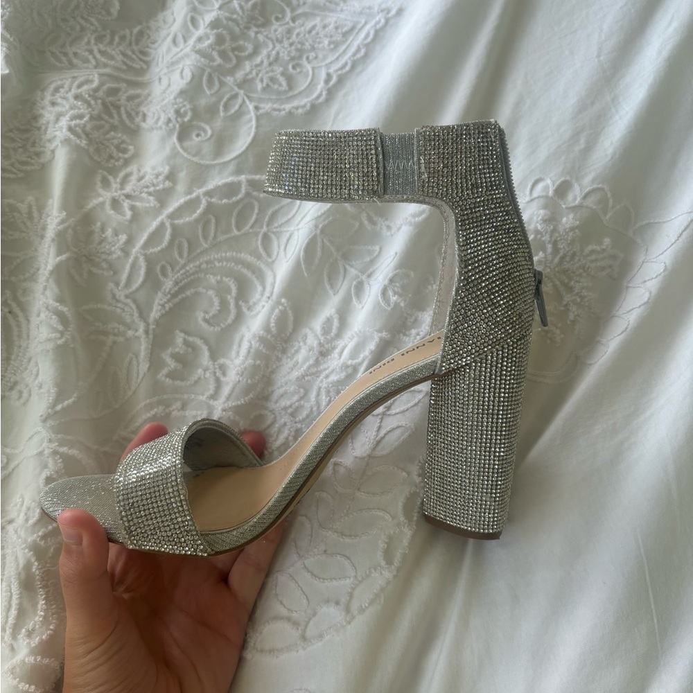 Gianni Bini Silver Block Heel Sandals